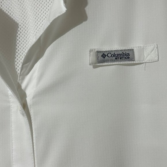 Columbia PFG women's size XL white button front pockets short sleeve top - Picture 3 of 12